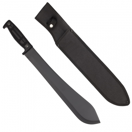 Sabii & Macete - Maceta de vanatoare IdeallStore®, Black Bite, 49 cm, otel inoxidabil, negru, teaca inclusa
