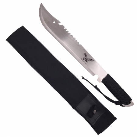 Sabii & Macete - Maceta de vanatoare IdeallStore, Eagle Knife, 49.5 cm, otel inoxidabil, argintiu, teaca inclusa