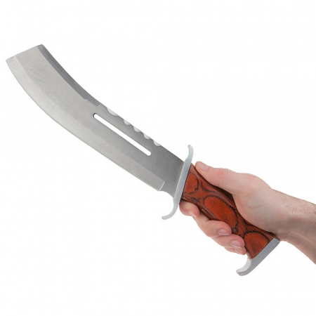 Maceta de vanatoare IdeallStore®, Last Blood, 40 cm, otel inoxidabil, maro, teaca piele inclusa [6]