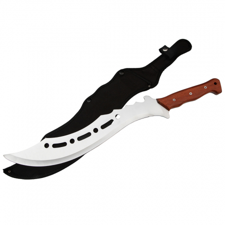 Sabii & Macete - Maceta de vanatoare Ideallstore®, Oriental Blade, otel inoxidabil, 58 cm, maro