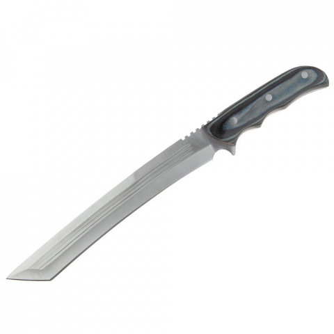 Sabii & Macete - Maceta de vanatoare IdeallStore®, Seax Blade, 45 cm, otel inoxidabil, gri, teaca piele inclusa