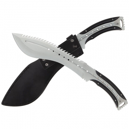 Sabii & Macete - Maceta de vanatoare IdeallStore®, Spiky Friend, 39 cm, otel inoxidabil, argintiu, teaca inclusa