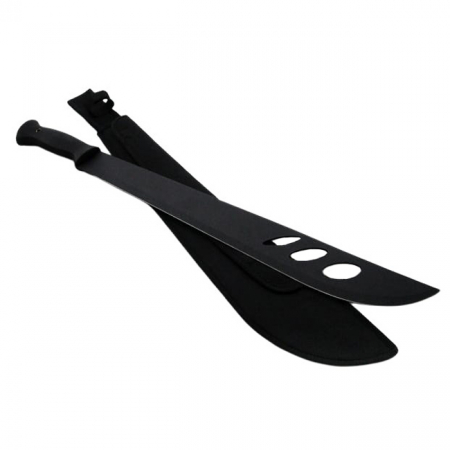 Sabii & Macete - Maceta de vanatoare IdeallStore®, Survival Instinct, 58 cm, otel inoxidabil, negru, teaca inclusa