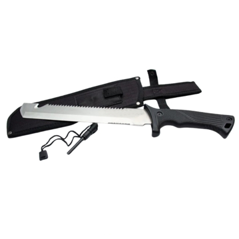 SPORT & TIMP LIBER - Maceta fierastrau de vanatoare, otel inoxidabil, 40 cm, negru