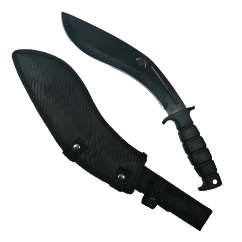 SPORT & TIMP LIBER - Maceta Kukri, otel inoxidabil, negru, 39.5 cm, teaca inclusa