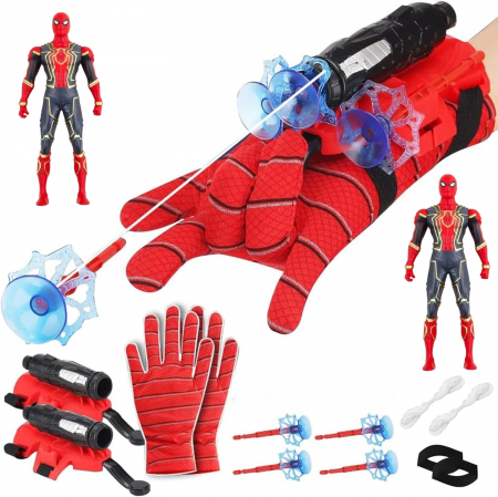 Manusi cu ventuze, sfoara si figurina Spiderman, IdeallStore®, rosu [1]