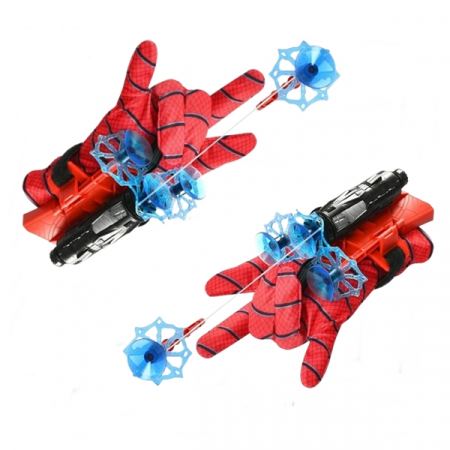 Costume spiderman - Manusi Spiderman cu ventuze,sfoara si lansator, IdeallStore®, rosu
