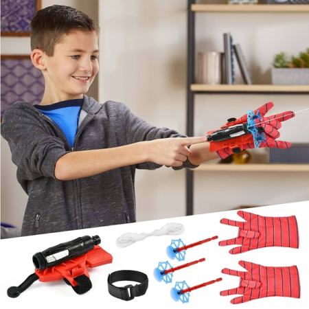 Manusi Spiderman cu ventuze,sfoara si lansator, IdeallStore®, rosu [4]