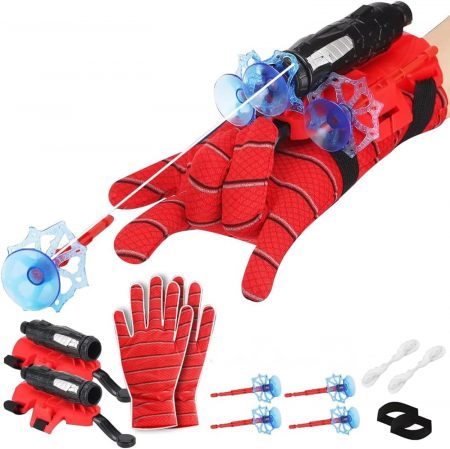 Manusi Spiderman cu ventuze,sfoara si lansator, IdeallStore®, rosu [1]