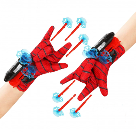 Costume spiderman - Manusi Spiderman cu ventuze si lansator, IdeallStore®, rosu