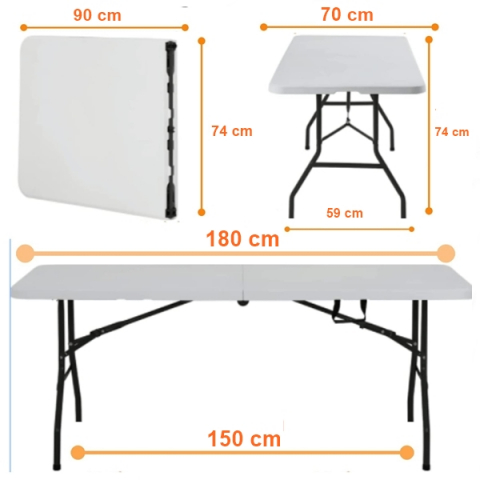 Masa pliabila din plastic, cadru metalic, 180x70x74 cm [2]