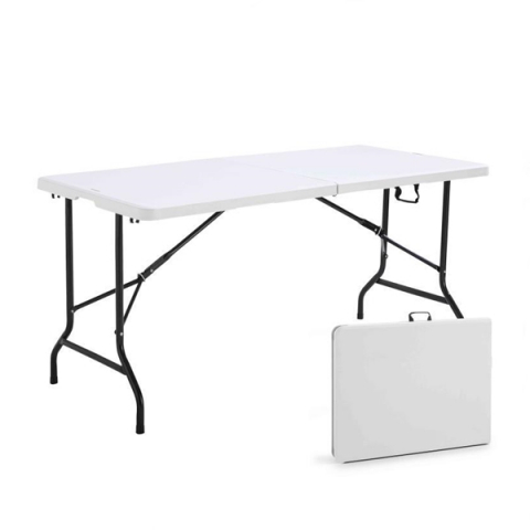 Accesorii mese si scaune - Masa pliabila din plastic, cadru metalic, 180x70x74 cm