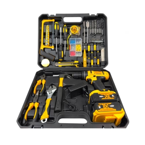 Masina de gaurit si insurubat, bormasina autofiletanta 8AH, DEPOX®, 2 acumulatori 48V, 120 accesorii [1]