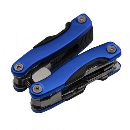 Mini cleste multifunctional, Survival Instict, otel inoxidabil, 9 functii, 14 cm, husa inclusa, albastru [5]