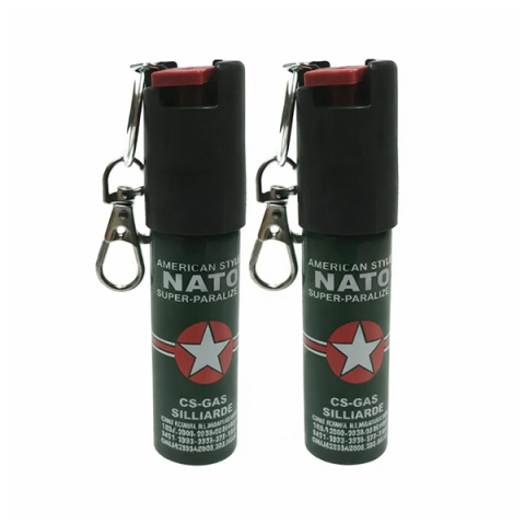 Spray autoaparare - Set 2 x Mini Spray Paralizant NATO, DEPOX®, tip breloc, propulsie jet, 20 ml