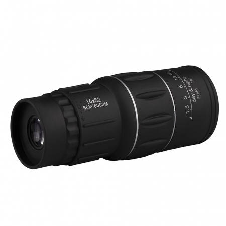 BINOCLURI & LUNETE - Monocular IdeallStore®, Hawk Sight, 16x52, negru, 15 cm, husa inclusa