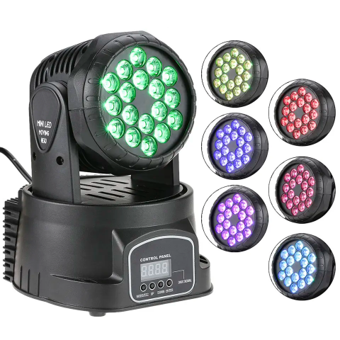 Moving head IdeallStore®, Party Energy, jocuri de lumini, 70W, 18 leduri, negru [2]
