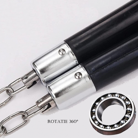 Nunceag-nunchucku IdeallStore®, cauciuc, prindere lant, negru, 30 cm [5]