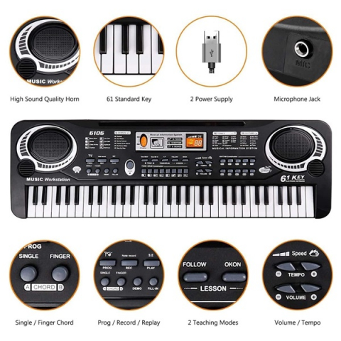 Orga electronica copii, 61 clape,instrument multifunctional, microfon inclus [1]