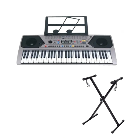 Orga electronica - Orga electronica  si stativ DEPOX®, intrare USB, mini-microfon, suport partitura inclus, argintiu