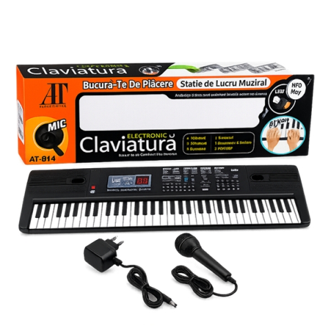 Orga electronica - Orga electronica DEPOX®, 61 clape, Mp3, USB, Microfon, Claviatura, Negru