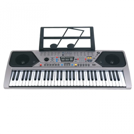 Orga electronica - Orga electronica IdeallStore®, Schone Klange, intrare USB, mini-microfon, suport partitura inclus, argintiu