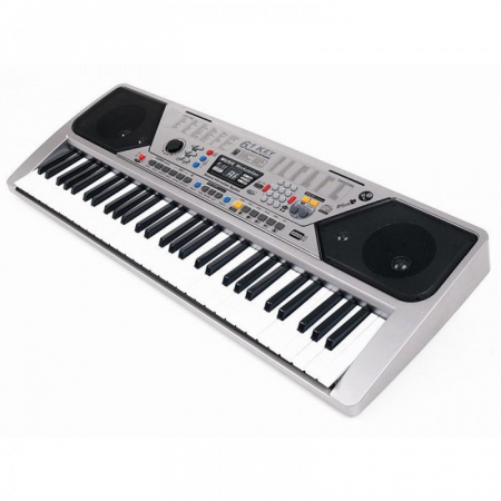 Orga electronica  si stativ DEPOX®, intrare USB, mini-microfon, suport partitura inclus, argintiu [6]