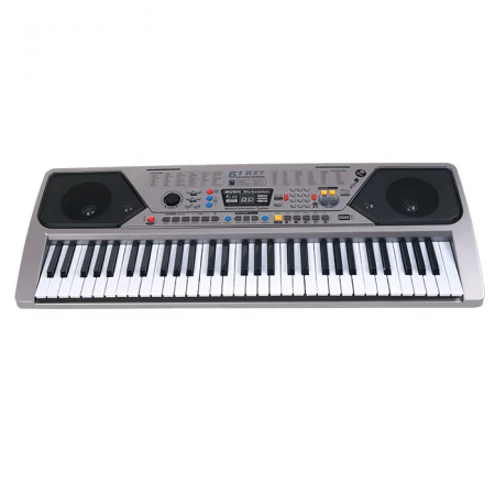 Orga electronica  si stativ DEPOX®, intrare USB, mini-microfon, suport partitura inclus, argintiu [5]