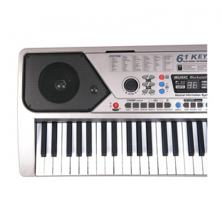 Orga electronica  si stativ DEPOX®, intrare USB, mini-microfon, suport partitura inclus, argintiu [7]