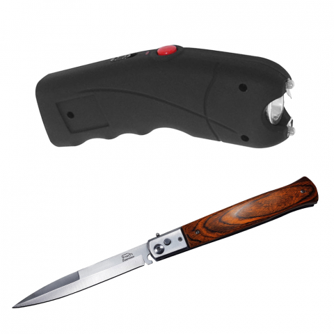 SPORT & TIMP LIBER - Pachet electrosoc TW 309, 2.5 mil V, 12 cm si briceag lama stilet, natur, 31 cm