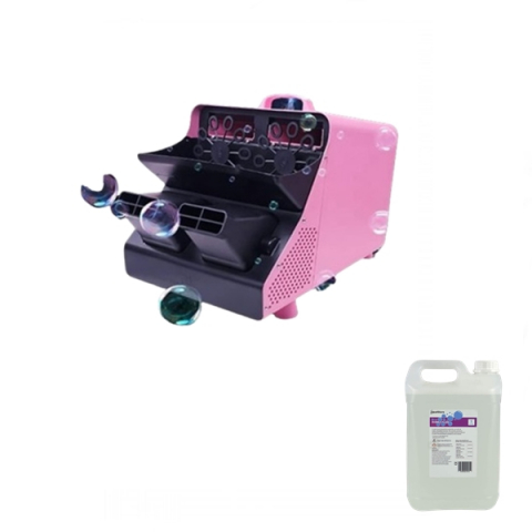 Echipamente petrecere - Pachet masina de baloane si lichid 5 l, IdeallStore®, telecomanda wireless, roz