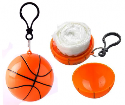 Pelerina de ploaie IdeallStore®, Poncho Basketball, one size, plastic, portocaliu [4]
