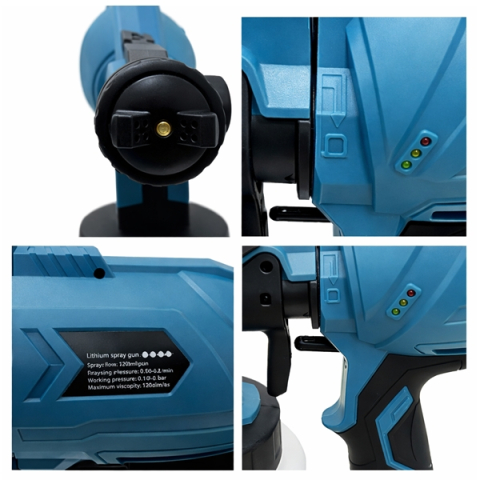 Pistol de vopsit electric cu acumulator 48V, DEPOX®, rezervor 1000 ml, 1200 ml/min, 3 moduri pulverizare [2]