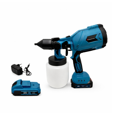 Accesori casa & gradina - Pistol de vopsit electric cu acumulator 48V, DEPOX®, rezervor 1000 ml, 1200 ml/min, 3 moduri pulverizare