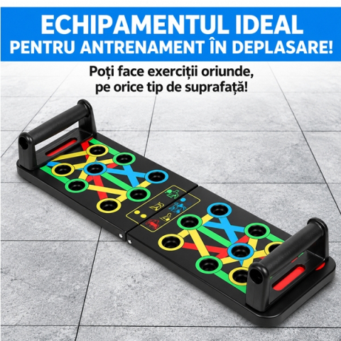 Placă fitness pentru flotări DEPOX®, multifuncțională, pliabilă, cu mânere detașabile, portabilă, multicolor [2]