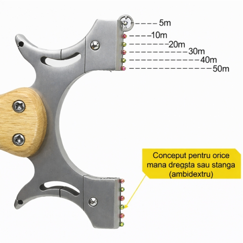 Set prastie cu laser si 100 bile metalice 10 mm DEPOX®, metalica, 11.5 cm, cu boloboc, maner lemn, bej [5]