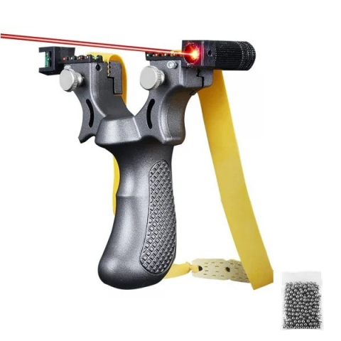 SPORT & TIMP LIBER - Set prastie plastic cu laser si set 110 bile  8 mm, 11.5 cm, cu boloboc, argintiu