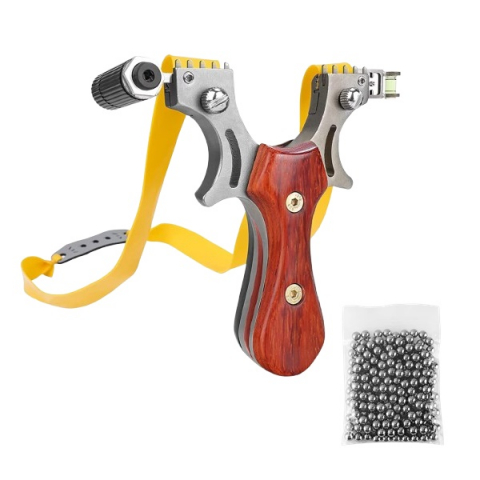 Set prastie cu laser si 100 bile metalice, 11.5 cm, boloboc, maner lemn, maro [2]