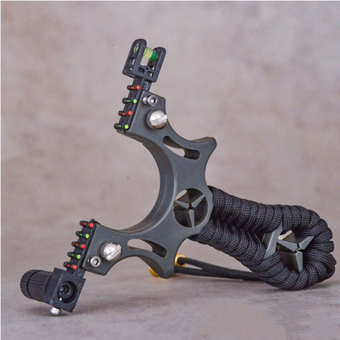 Praștie de precizie din rasina cu laser, 2 elastice de rezervă, 11 cm, negru [5]