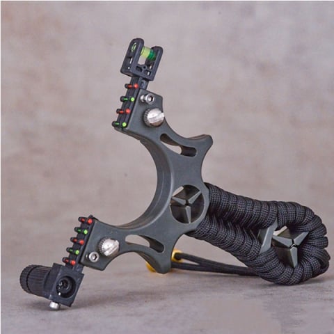 Set praștie de precizie din rasina cu laser si 110 bile metalice 8 mm DEPOX®, 2 elastice de rezervă, 11 cm, negru [6]