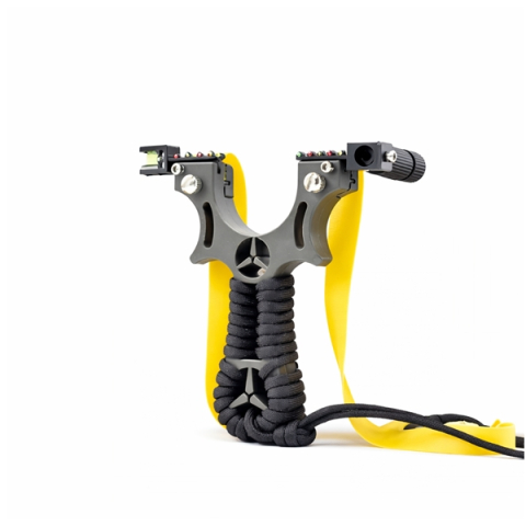 Set praștie de precizie din rasina cu laser si 50 bile metalice 14 mm DEPOX®, 2 elastice de rezervă, 11 cm, negru [2]
