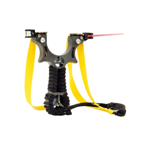 Set praștie de precizie din rasina cu laser si 100 bile metalice 10 mm, DEPOX®, 2 elastice de rezervă, 11 cm, negru [2]