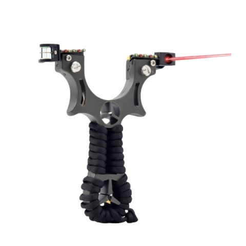 Praștie de precizie din rasina cu laser, 2 elastice de rezervă, 11 cm, negru [3]