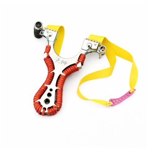 Praștie multifuncțională cu laser, DEPOX®, metal, 2 elastice de rezervă, rosu [2]