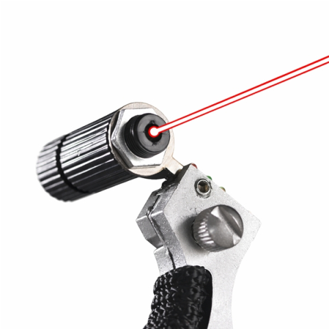 Set praștie de precizie multifuncțională cu laser si 100 de bile metalice 6 mm, DEPOX®, metal, 2 elastice de rezervă, negru, 11 cm [5]