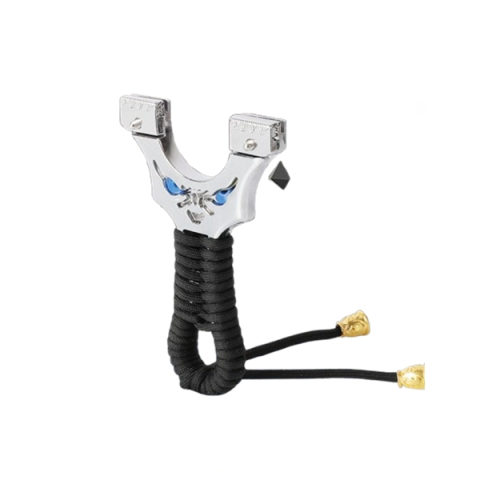 Set praștie de precizie metalica cu laser si vizor si 100 de bile metalice 9 mm, DEPOX®, 2 elastice de rezervă, 12  cm, negru [2]