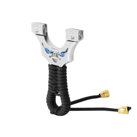 Set praștie de precizie metalica cu laser si vizor si 100 de bile metalice 11 mm, DEPOX®, 2 elastice de rezervă, 12  cm, negru [5]