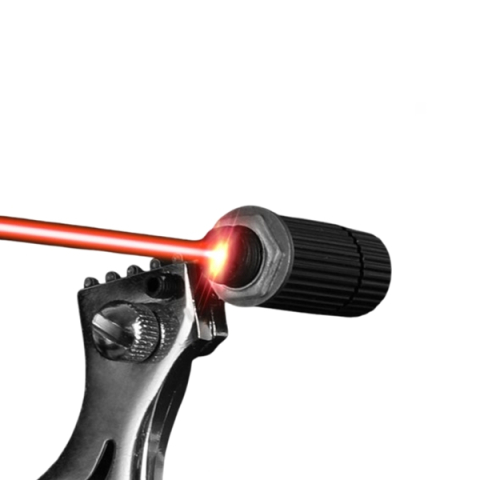 Set praștie de precizie metalica cu laser si vizor si 100 de bile metalice 10 mm, DEPOX®, 2 elastice de rezervă, 12  cm, negru [3]