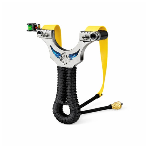Set praștie de precizie metalica cu laser si vizor si 100 de bile metalice 10 mm, DEPOX®, 2 elastice de rezervă, 12  cm, negru [6]