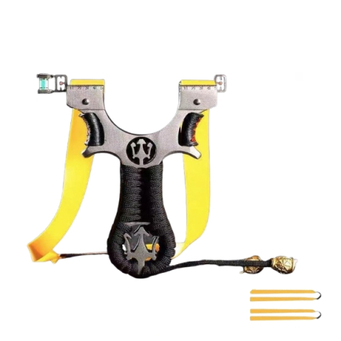 Prastii profesionale de vanatoare - Praștie de precizie multifuncțională cu laser, metal cu vizor optic, 2 elastice de rezervă, 11 cm, negru